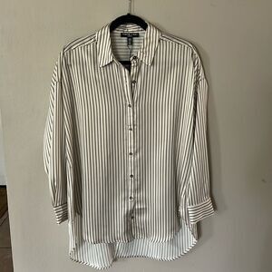 Women’s Over Sized Stripe Button Down Shirt